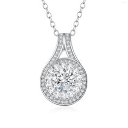 Chains SEASKY Real 925 Sterling Silver Moissanite Pear Pendant For Women 1.3ct D Colour Sparkling VVS1 Party Necklaces Fine Jewellery