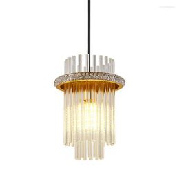 Pendant Lamps Nordic Crystal Strip Aluminum Lights Bedroom Modern Luxury Study Living Room Dining Gold Luster Fixtures
