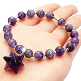 Strand TUMBEELLUWA 8mm Round Beads Crystal Stone Merkaba Star Stretch Charm Bracelet 7"