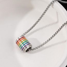 Pendant Necklaces Stainless Steel Color Roller Necklace For Men Boys Hip Hop Punk Gothic Fashion Trendy Simple Accessories Jewelry Gift