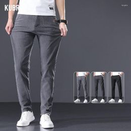 Men's Pants KUBRO 2023 Spring Summer Stretch Plaid Casual Chic Length Business Fashion High Quality Male Office Full Trousers