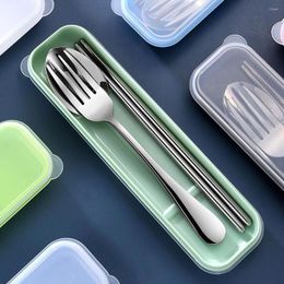 Dinnerware Sets Cutlery Set Stainless Steel Chopsticks Portable Three-Piece Boxed Soup Spoon Fork