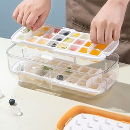 Baking Moulds Press Type Silicone Square Ice Mould 2 Layer Cube Trays Lid Box Creative Tool Maker Kitchen Accessories