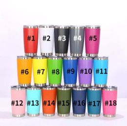 Wholesale 20oz Tumblers Drinking Mugs Tumbler With Seal Lid Wine Stainless Steel Insulated Glass Cup Travel 18 Colour