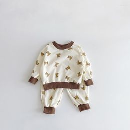 Clothing Sets Spring Autumn Infant Bear Long Sleeve Top Pants 2pcs Outfit Baby Boys Girls Cotton Sweatershirt Leggings Child Tracksuit