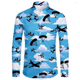 Men's Casual Shirts 3D Hawaiian Shirt Fashion Personality Island Spring And Autumn Long Sleeve 2023 Oversized 5XL