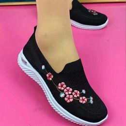 Dress Shoe Sneakers Mesh Breathable Floral Comfort Mother Soft Solid Colour Fashion Female Footwear Lightweight Zapatos De Mujer 230801