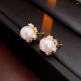 Stud Earrings 2023 Arrival Light Luxury French Round Pearl Small Fashion Simulated-pearl Women Jewellery Gifts