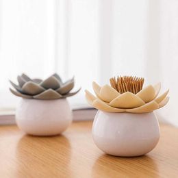 2pcs Toothpick Holders Flower Design Cotton Swab Holder with Dust Cover Lotus Shape Cotton Swab Storage Container Home Supplies Toothpicks