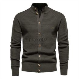 Men's Sweaters AIOPESON Knitted Mens Cardigan Cotton High Quality Button Mock Neck Sweater for Men New Winter Fashion Designer Cardigans Men J230802