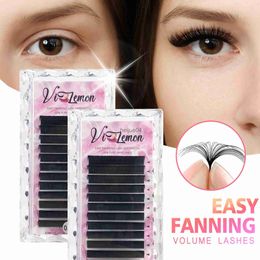 False Eyelashes Easy Faning Eyelashes Korean PBT Lashes For Professional Soft Stable Curl Fast Fanning Blooming Eyelash For Makeup x0802