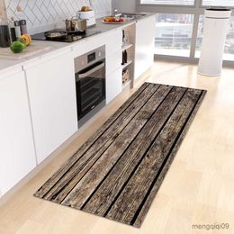 Carpets Wood Grain Kitchen Rug Bedroom Entrance Doormat Anti-Slip Living Room Floor Decor Carpet Home Bath Hallway Foot Mat Custom Made R230802