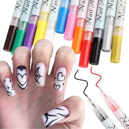 Nail Polish 12Pcs Art Graffiti Pen Set Painting Marker Drawing Liners Gel Hybrid Varnish Professional Material Manicure NTTY1 230802