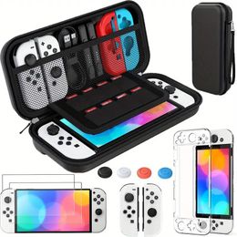 1pc Switch OLED Case Compatible With Nintendo , 9 In 1 Accessories For Switch OLED Model With Dockable Protective Case, HD Screen Protector