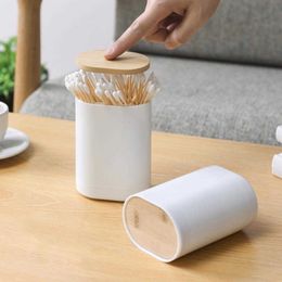 2pcs Toothpick Holders Toothpick Holder Automatic Compact Design Convenient Cotton Swab Toothpicks Dispenser Large Capacity Reusable Stand Storage Box