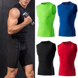 Men's Tank Tops Mens Fitness Yms Top Sleeveless Tee Male Workout Compression Vest Breatable Solid Litweit Quick-dry Sports