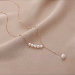 Strands Natural Pearl Necklace Female Valentine's Day Gift Clavicle Chain Fashion Joker Niche Luxury Sense of Luxury. 230613