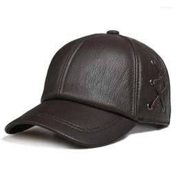 Ball Caps Lambskin Baseball Cap For Men Fashion Genuine Leather Leisure Hat Male 57-60 Cm Adjustable Bandage Dome Gorras Hombre Thin Bone