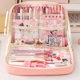 Pencil Bags Large Capacity Bag Pink Aesthetic School Box Stationery Supplies Pen Case Zipper Pouch 230802