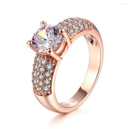 Wedding Rings Multicolor Ring For Women Cubic Zirconia Rose White Gold Colour Fashion Valentine's Day Engagement Jewellery Gifts