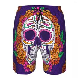 Men's Shorts Quick Dry Summer Mens Swimwear Beach Board Short Briefs For Man Dia De Muertos Illustration Swimming Trunk Beachwear