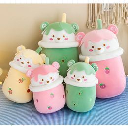 Creative New Fruit Plush Toy Cute Bubble Tea Bear Plush Toy Boba Tea Cup Pillow Cushion Stuffed Soft Doll Kids Toy Birthday Gift LT0122