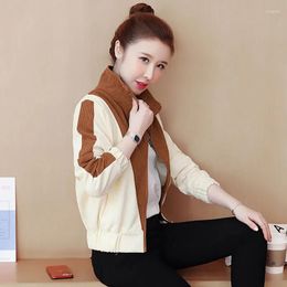 Women's Jackets (with Lining)2023 Spring And Autumn Corduroy Foreign Style Short Coat Female Tide Ins Patchwork Color Jacket XZ1