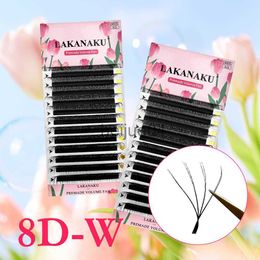 False Eyelashes LAKANAKU 8D W Shape Lashes Premade Eyelashes Extensions D Curl Volume Cilios 8D W x0802