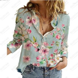 Women's Blouses Spring Selling Long Sleeve Shirts Chiffon Casual Pullover Cardigan Flower 3D Printing Breathable Top