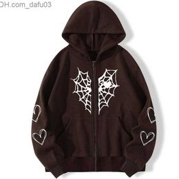 Men's Hoodies Sweatshirts Spider web Printed Hoodie Women's Loose Sweatshirt Fashion Trend Zipper Autumn 2022 Women's Clothing Casual Z230802