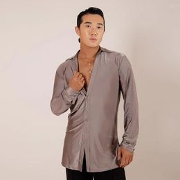 Stage Wear Long Sleeve Design Tops Male Latin Dance Cloth For Men Ballroom Samba Rumba Performance Dancewear YD139