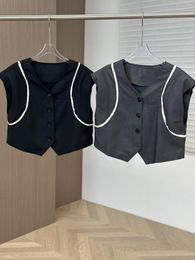 Men's Casual Shirts Spring And Summer Colour Contrast Profile Short Waistcoat Wool Vest Niche Design Details Suit Version Cut