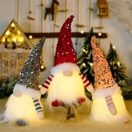 Christmas Gnome Plush Glowing Toys Home Xmas Decoration New Year Bling Toy Christmas Gifts Kids Santa Claus Snowman Ornament FY3862