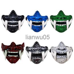 Party Masks Airsoft Mask Protective Fashion Half Face Mask Prajna Hannya Mask Japanese Samurai Oni Demon for Halloween Cosplay x0802