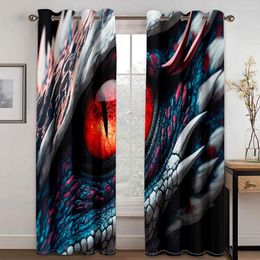 Curtain Customise Po Funny Flame Dragon Eyes Children's Thin Window Curtains For Boy Living Room Bedroom Decor 2 Pieces