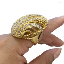 Wedding Rings Round Nigerian Jewellery Dubai Gold Plated Stone Ethiopia Trendy Africa Finger Ring Jewellery For Women Party Gift