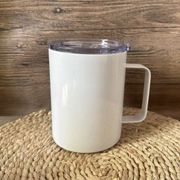12oz Sublimation Handle Mugs White Blank Stainless Steel Cups 350ml Heat Transfer Coffee Mug QMR24c