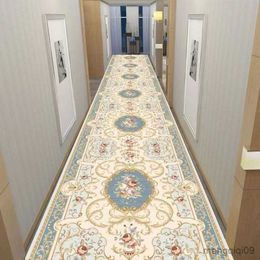 Carpets Retro Long Corridor Carpet Runners Aesthetic Luxury Hotel Hallway Decoration Home Aisle Non-slip Long Mat Walkway Rug Washable R230802