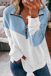 Women's Hoodies Long-sleeved Shirt Autumn And Winter Zipper Pullover Sweater Casual Fashion Contrast Color Stitching.