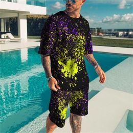 Men's Tracksuits Summer Men 3D Printed Personality Fashion Leisure Sports Suit T-shirt Shorts Fitness Quick Dry Street Oversized Size