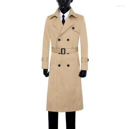 Men's Trench Coats Mens Lapel Khaki Spring Autumn Man Double Breasted Long Coat Men Clothes Casual Slim Fit Overcoat Sleeve 9XL