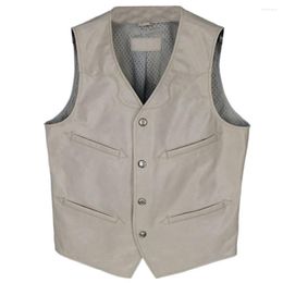 Men's Vests Korean Fashion Genuine Cowhide Tank Tops Vest For Man Real Cow Leather Blazer Waistcoat Dress Summer Shirt Vintage