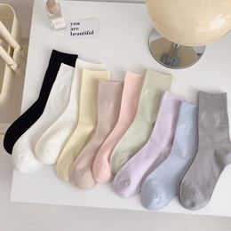 Women Socks Summer Girls Boneless Pile Moon Japanese Macaron Colour Loose Mouth Spring And Thin Simple Tube Meias