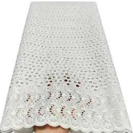 Dry Lace African 5 Yards Female Rhinestones Swiss Voile Perforated Cotton Fabric Formal Dress Textile White Wedding Formal Party Dress Sewing Craft 2023 YQ-8023