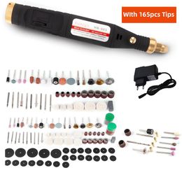 Electric Drill 5 Speed Adjustable Dremel Grinder Engraver Pen Mini Rotary Tool Grinding Machine 165Pcs Tips Optional 221208286U