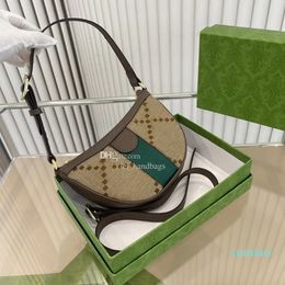 2023-Women's handbag designer bag luxury one shoulder bag leather printed saddle bag crossbody stripe two-color underarm