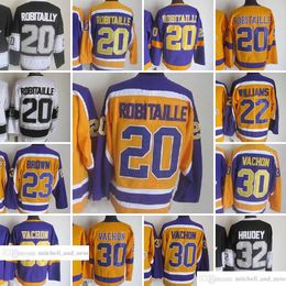 1967-1999 Movie Retro CCM Hockey Jersey Bordado 20 Luc Robitaille 30 Rogatien Vachon 32 Jonathan Quick 23 Dustin Brown 22 WILLIAMS Vintage Jerseys
