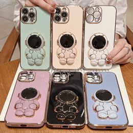 Cell Phone Cases Cute Star Astronaut Bracket Plating Phone Case For iphone 14 13 12 Pro Max MiNi 11 13 Pro X XS XR 6 S 7 8 Plus 12Pro SE Cover L230731