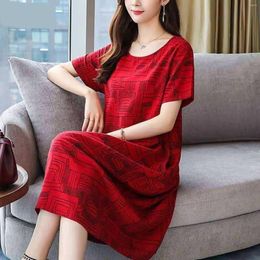 Casual Dresses Women'S Summer Dress Party Slim Fit Elegant Loose Line Pattern Round Neck Women Beach Woman 2023 Vestidos