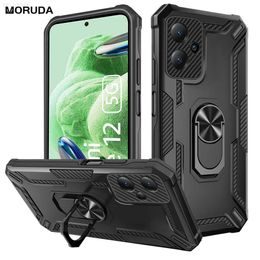 Cell Phone Cases Fashion Heavy Duty Armor Case For Redmi Note 11 Pro 12 Pro Note 10 4G Redmi 9A 9C Rotatable Ring Stand Holder Shockroof Cover L230731